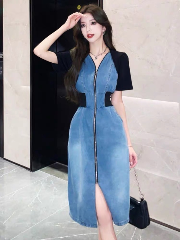 ĐẦM JEAN PHỐI KHÓA CAO CẤP D46